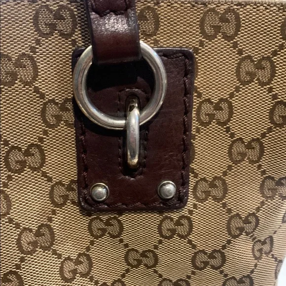 Gucci Brown Monogram Tote Bag EUC - Picture 3 of 13